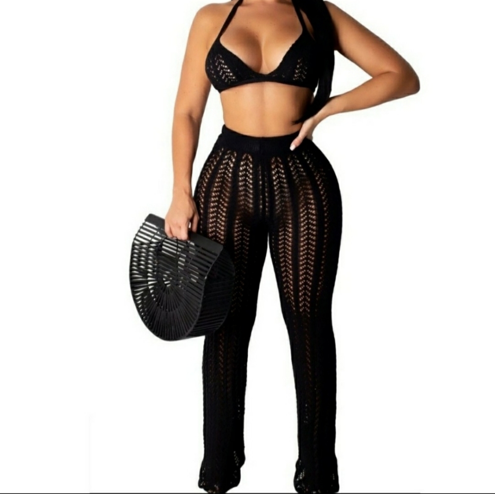 🌼 CROCHET SET BLACK,TWO PIECE SET 🌼
